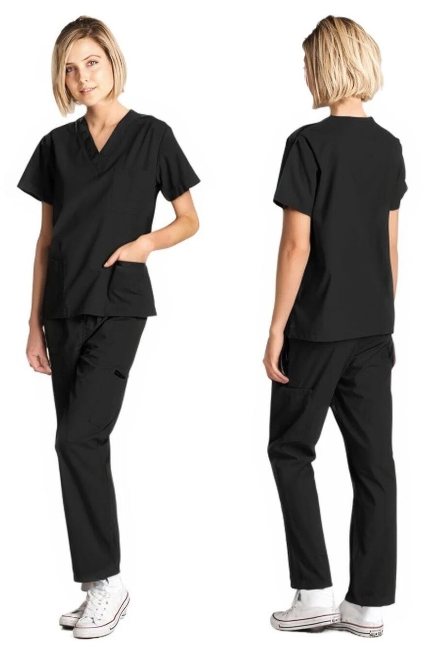 Dagacci Black 2 Piece Medical Uniform Scrub Set Medium